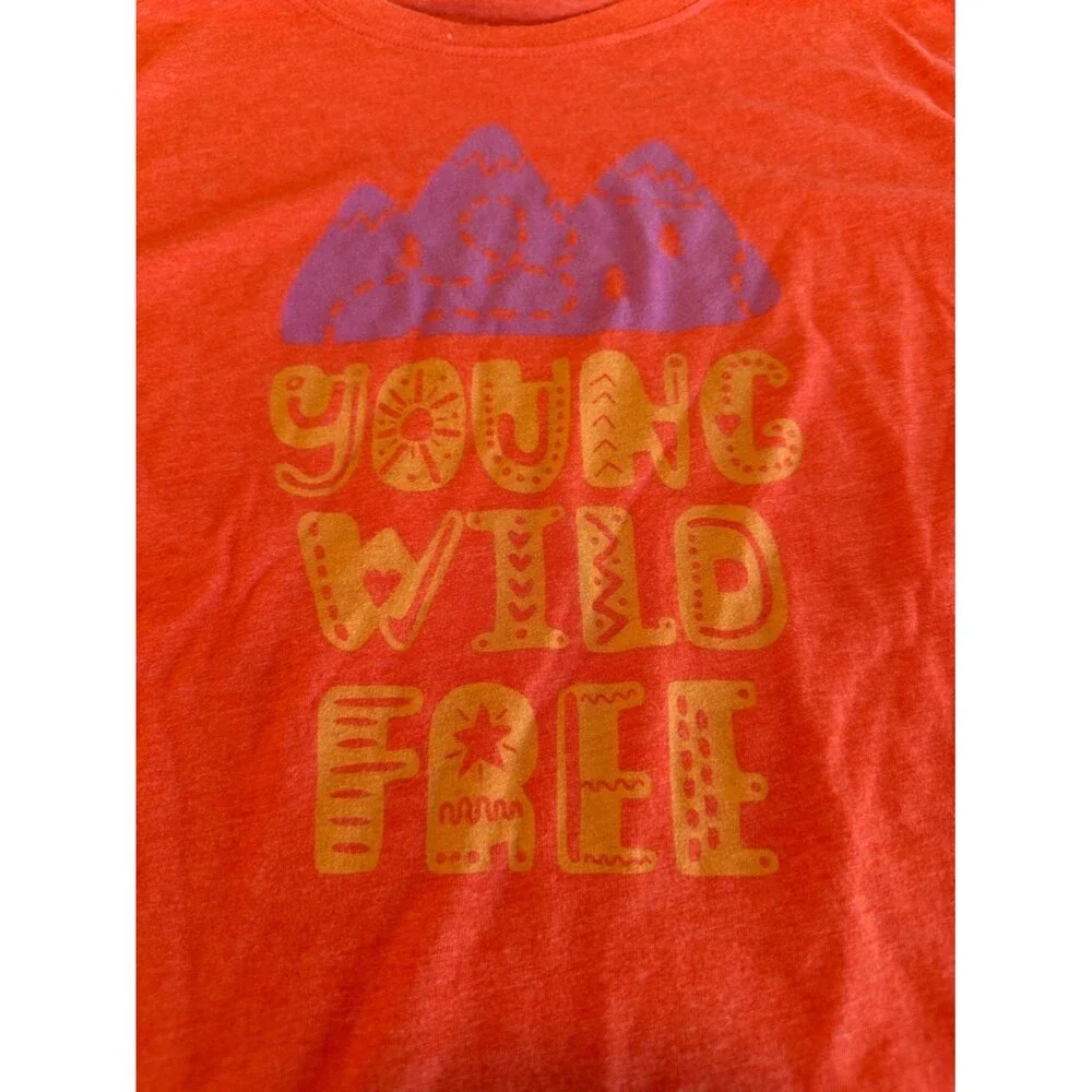 cotopaxi Orange Tee Shirt Mountain Young Wild Free Kids Girls XL Women's Small S